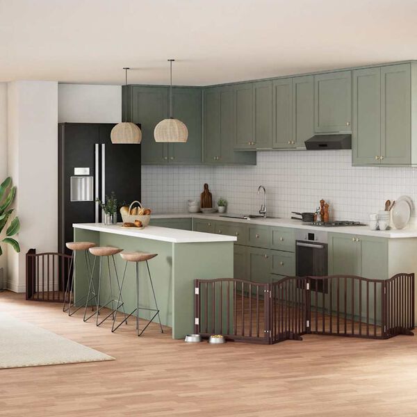 vidaXL Hondenhek inklapbaar 8 panelen 640 cm populierenhout bruin