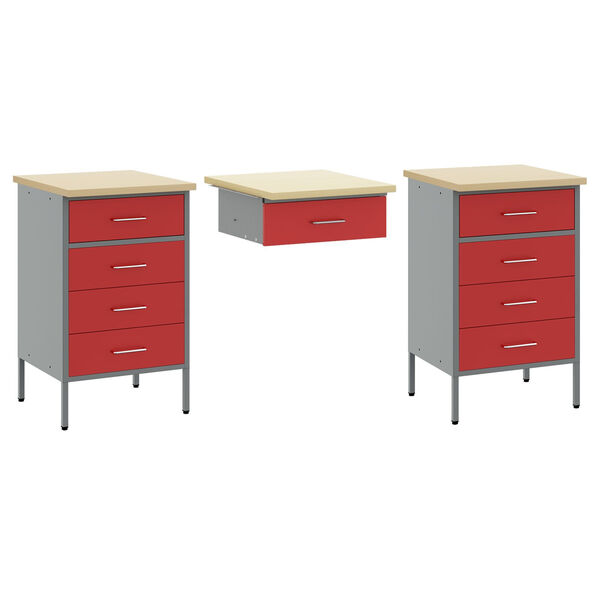 vidaXL Werk Cabinet 7 pcs Rood 150 x 55 x 200 cm Bewerkt hout en staal