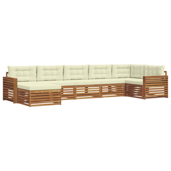 vidaXL Sofa-Sets 7 pcs Natuurlijk en Cr&egrave;me Massief Acaciahout