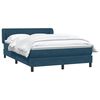 vidaXL Boxspring met matras fluweel donkerblauw 160x210 cm