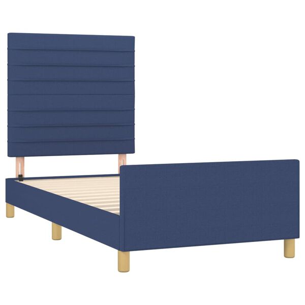 vidaXL Bedframe zonder matras 90x190 cm stof blauw