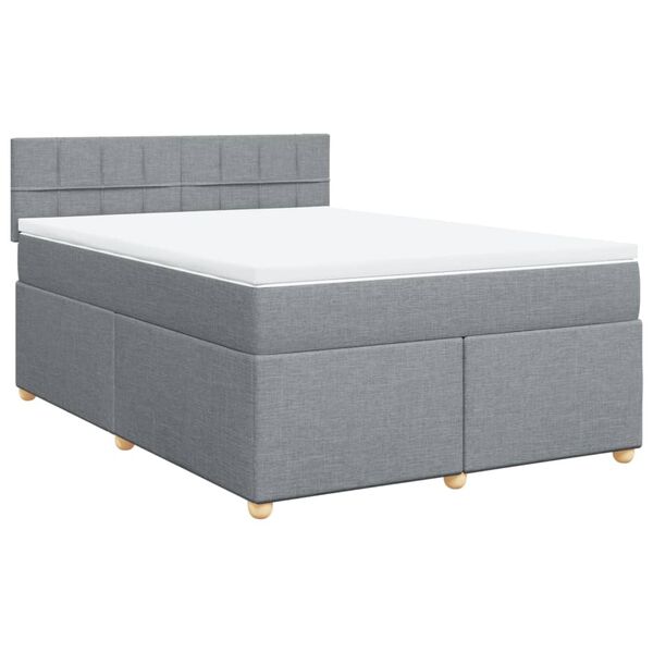 vidaXL Boxspring met matras stof lichtgrijs 140x190 cm