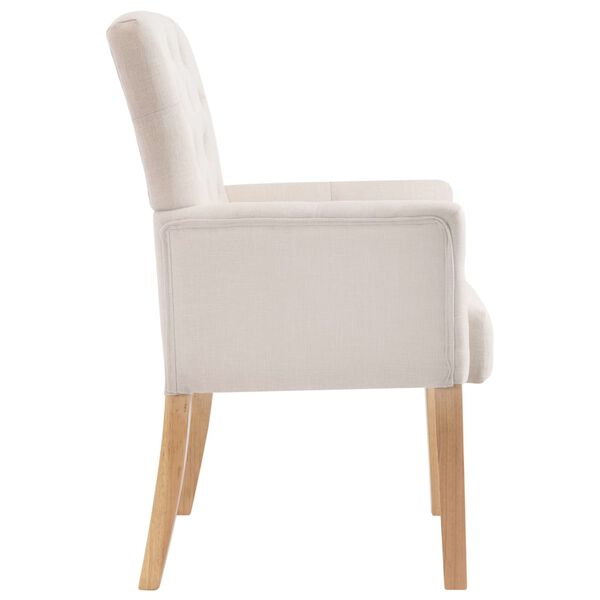 vidaXL Eetkamerstoelen met armleuningen 6 st stof beige