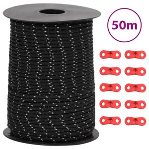 vidaXL Tentscheerlijn met reflecterende strips en spanners 50 m 3 mm