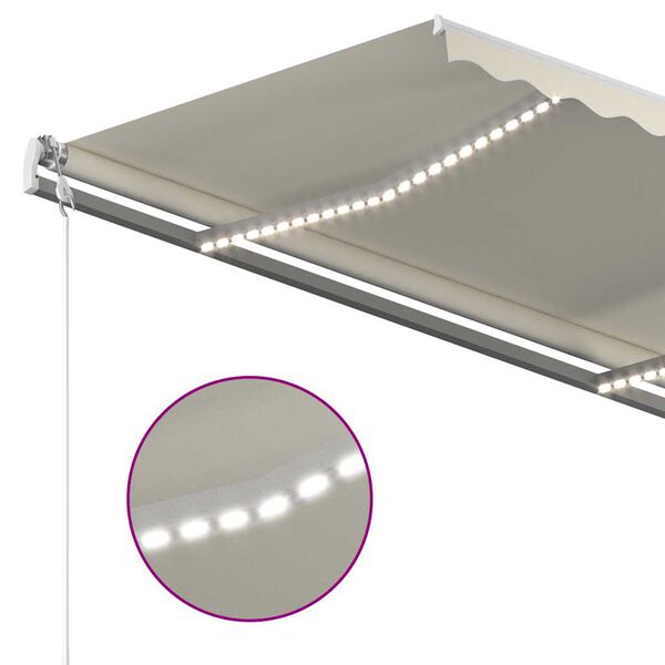 vidaXL Luifel handmatig uittrekbaar met LED 3x2,5 m cr&egrave;mekleurig