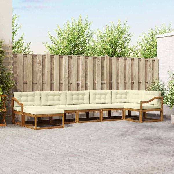 vidaXL Buiten bankenset met kussen 7 pcs Natuurlijk en Cr&egrave;me