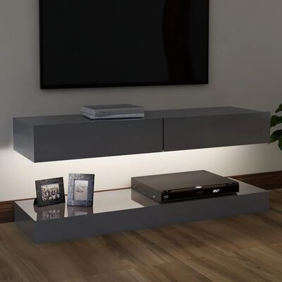 vidaXL Tv-meubel met LED-verlichting 120x35 cm hoogglans grijs