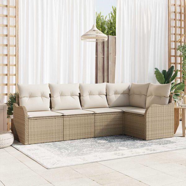 vidaXL Tuin Sofa Set Beige poly rattan
