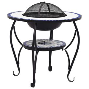 vidaXL Vuurtafel moza&iuml;ek 68 cm keramiek blauw en wit