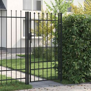 vidaXL Hekpoort BOXTEL enkele deur met puntige bovenkant staal 1x1,75 m zwart