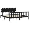vidaXL Bedframe met hoofdbord massief hout zwart