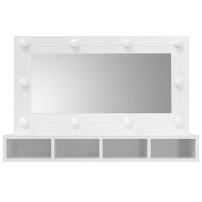 vidaXL Spiegelkast met LED-verlichting 90x31,5x62 cm hoogglans wit