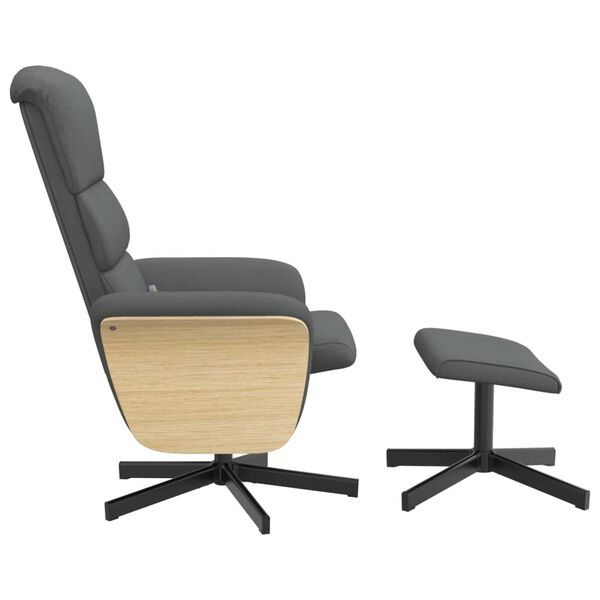 vidaXL Massagestoel verstelbaar met voetenbank stof donkergrijs