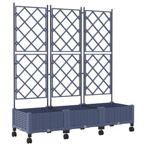 vidaXL Tuinplantbak met schutting en wielen 3 st Grijs PP
