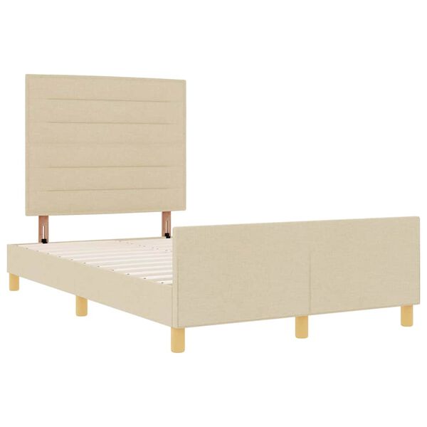 vidaXL Bedframe met hoofdeinde Cr&egrave;me 120 x 190 cm Stof