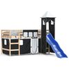 vidaXL Kinderhoogslaper met toren 80x200 cm grenenhout wit en zwart