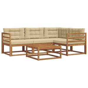 vidaXL Buiten bankenset met kussen 5 pcs Natuurlijk en Beige