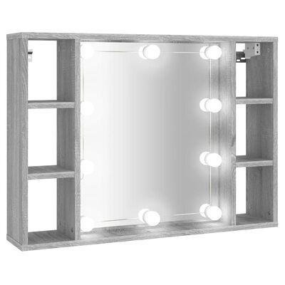 vidaXL Spiegelkast met LED-verlichting 76x15x55 cm grijs sonoma eiken