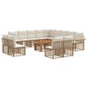vidaXL Tuinbankenset 14 st Natuurlijk en Cr&egrave;me Wit poly rattan