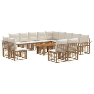 vidaXL Tuinbankenset 14 st Natuurlijk en Cr&egrave;me Wit 100 x 55 x 73 cm