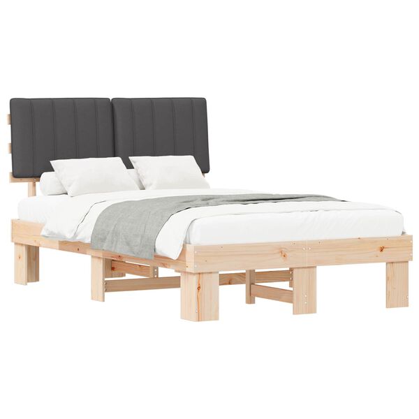 vidaXL Bedframe met Gevoerd Hoofdgedeelte Donkergrijs 120 x 190 cm