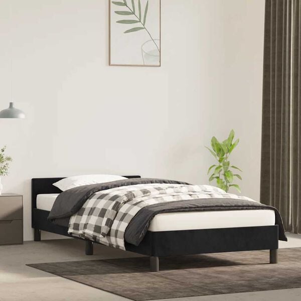 vidaXL Bedframe met hoofdeinde zonder matras 90x190 cm fluweel zwart