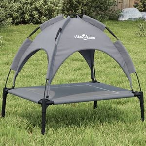 vidaXL Hondenmand met luifel oxford stof en staal antracietkleurig