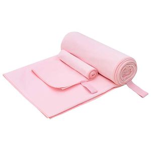 vidaXL Set van Sporthanddoeken 2 st Roze 50 x 30 cm, 200 x 100 cm