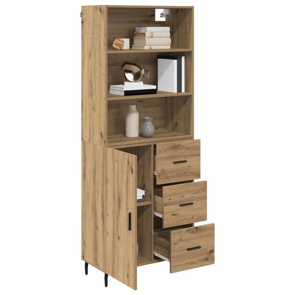 vidaXL Hoge kast met lade Artisan Eiken 69,5 x 34 x 180 cm