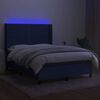 vidaXL Boxspring met matras en LED stof blauw 140x200 cm