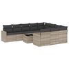 vidaXL 11-delige Loungeset met kussens poly rattan lichtgrijs