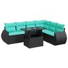 vidaXL 7-delige Loungeset met kussens poly rattan acacia zwart