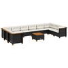 vidaXL 11-delige Loungeset met kussens poly rattan zwart