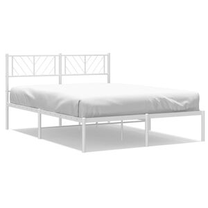 vidaXL Bedframe met hoofdbord metaal wit 120x190 cm