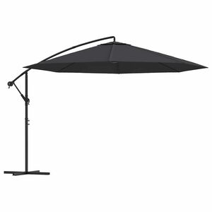 vidaXL Zweefparasol met stalen paal 350 cm zwart