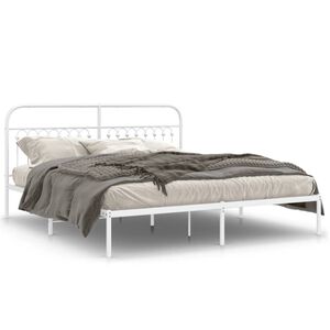 vidaXL Bedframe met hoofdbord metaal wit 183x203 cm