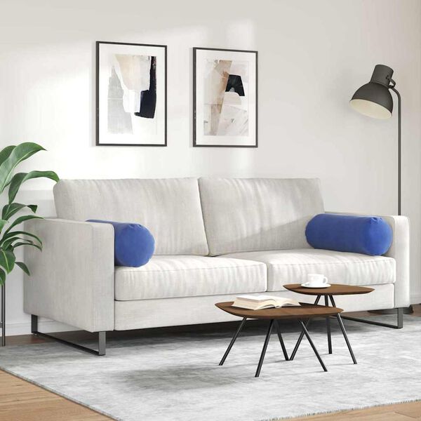 vidaXL Bolster Kussens 2 stuks Politieblauw Ø 25 x 70 cm Cordstof