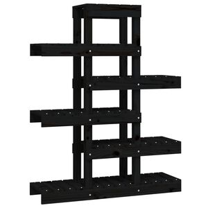 vidaXL Plantenstandaard 85x25x109,5 cm massief grenenhout zwart