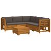 vidaXL Buiten bankenset met kussen 6 Stuk Bruin Massief Acaciahout