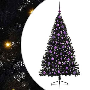vidaXL Kunstmatig Voorverlicht Kerstboom met 300 LED Zwart 180 cm PVC