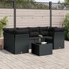 vidaXL 7-delige Loungeset met kussens poly rattan zwart