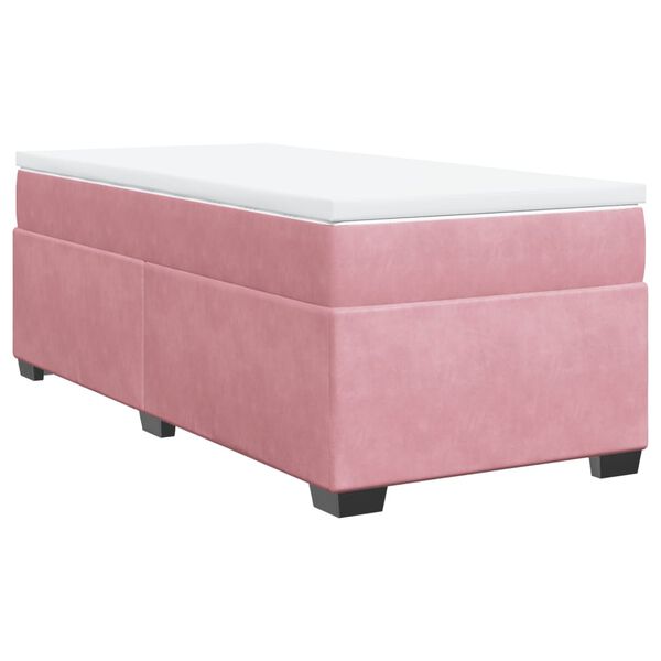 vidaXL Boxspring met matras fluweel roze 90x200 cm