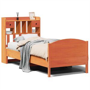 vidaXL Bed met boekenkast zonder matras grenenhout wasbruin 75x190 cm