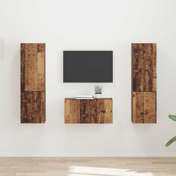 vidaXL Tv-meubelset 5 pcs Oud Hout Bewerkt hout