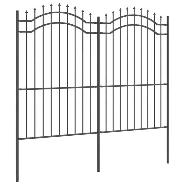 vidaXL Tuin Hek Grijs 215 cm Poedergecoat staal