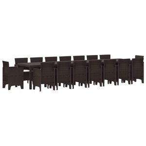 vidaXL Tuin Eettafelset met kussens met kussen 17 pcs Bruin PP