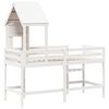 vidaXL Halfhoogslaper met ladder en bedhuis grenenhout wit 80x200 cm