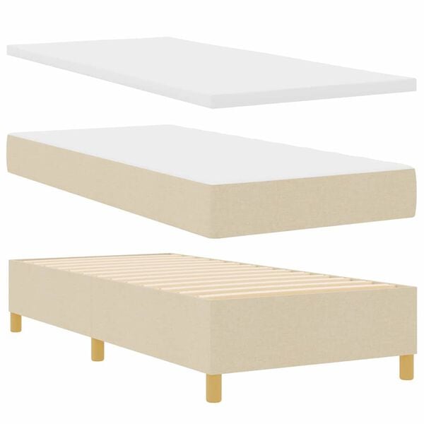 vidaXL Boxspring bed met matras met hoofdeinde Cr&egrave;me 80 x 200 cm Stof