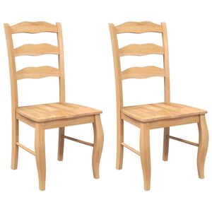 vidaXL Eetkamerstoelen 2 stuks natuurlijk massief hout rubber