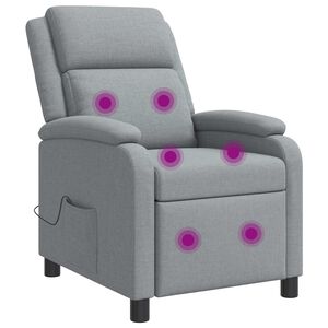 vidaXL Massage Recliner Lichtgrijs Stof